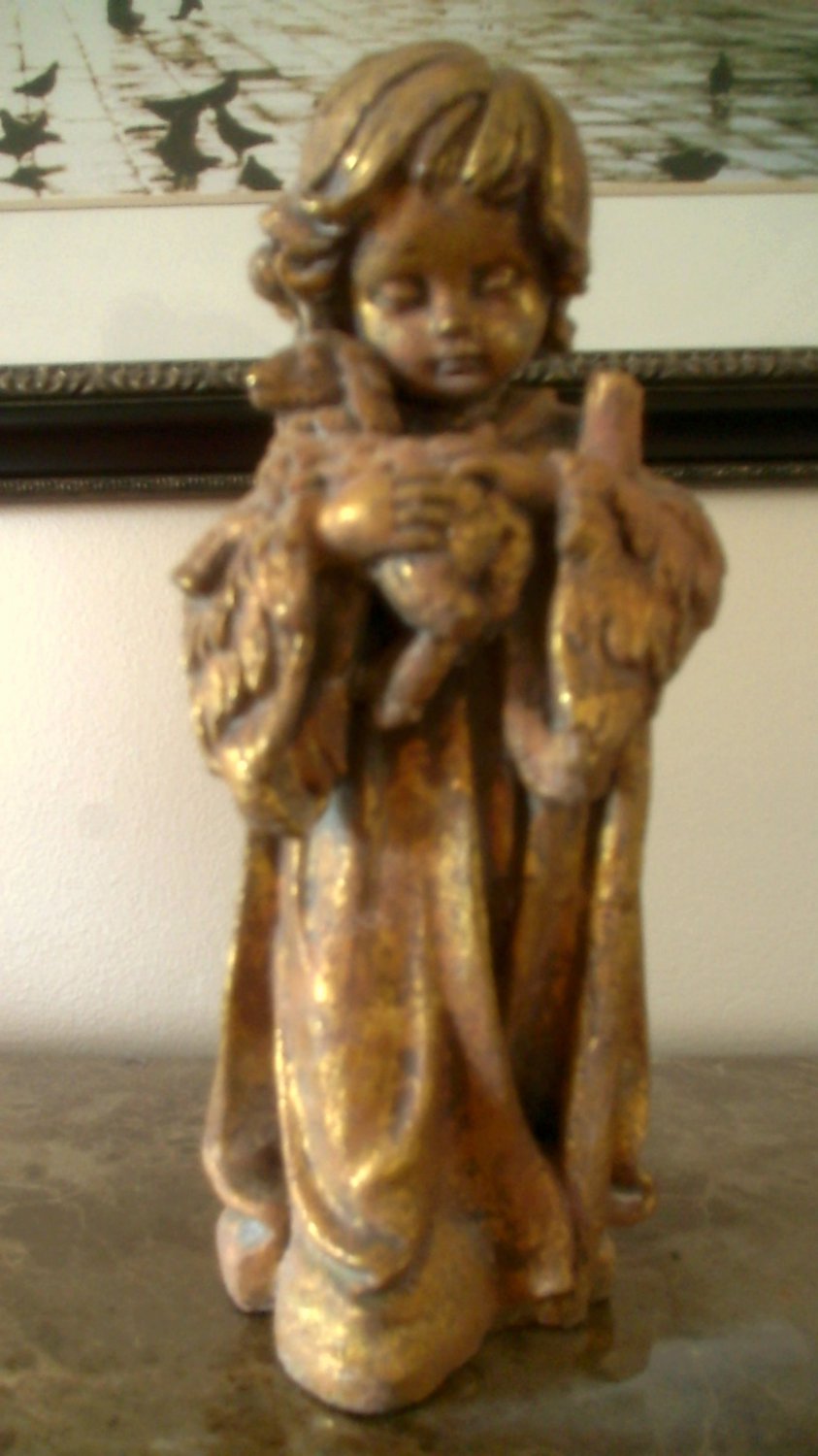 Gold Leaf Shepherd Statue