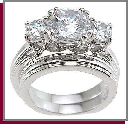 1.25 CT Brilliant Cut Sterling Silver Wedding Ring Set