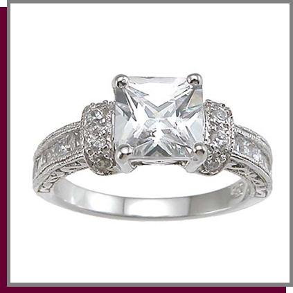 1.5 Princess Cut Channel Set Sterling Silver Ring