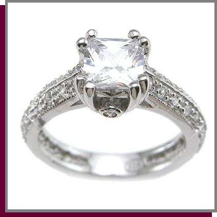 1.5 CT Antique Style Pave Sterling Silver Ring
