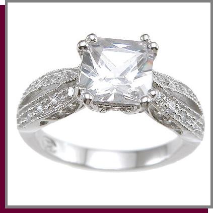 1.5 CT Antique Style Pave Sterling Silver Ring