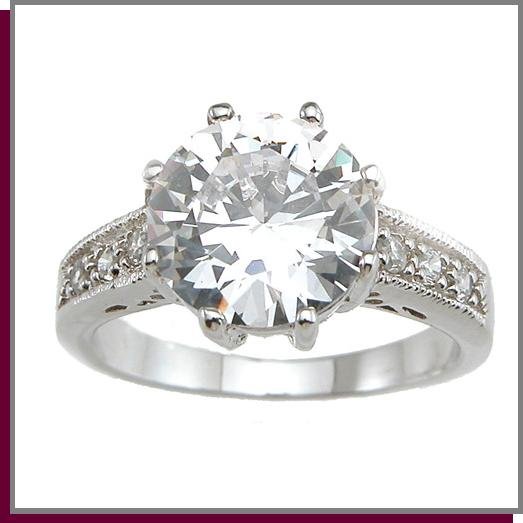 3.0 CT Antique Style Solitaire Sterling Silver Ring