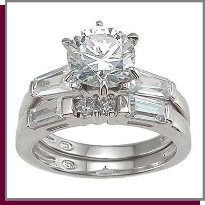 1.5 CT Brilliant Cut Sterling Silver Wedding Ring Set