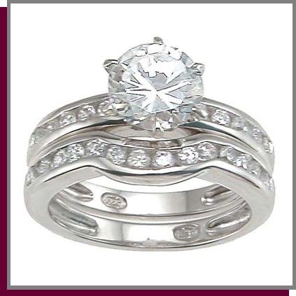 1.5 CT Brilliant Sterling Silver Wedding Ring Set