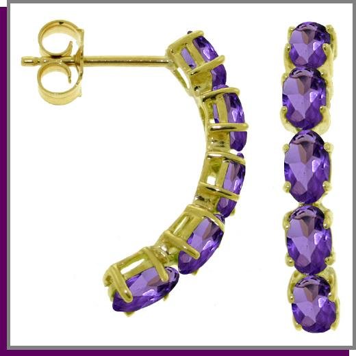 14K Solid Gold 2.5 ct Genuine Amethyst Earrings