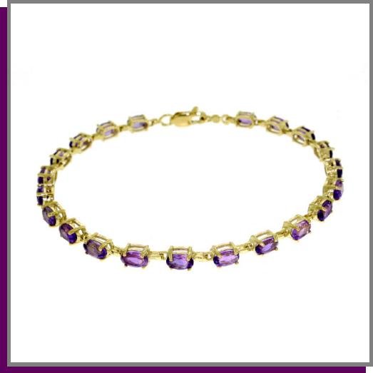 14K Solid Gold 5.5 ct Amethyst Tennis Bracelet