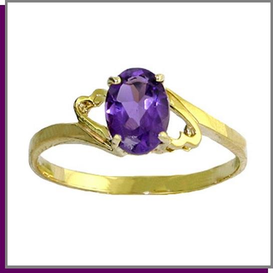 14K Solid Gold .75 CT Oval Amethyst Ring SZ 5 - 9