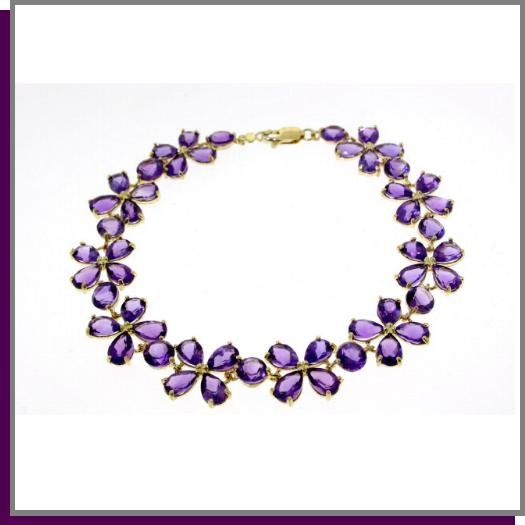 14K Solid Gold 20.0 CT Natural Amethyst Bracelet