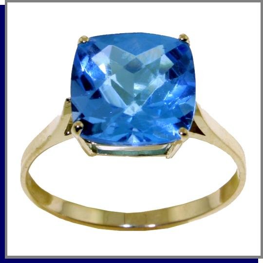 14K Solild Gold 3.6 CT Natural Blue Topaz Ring SZ 5 - 9
