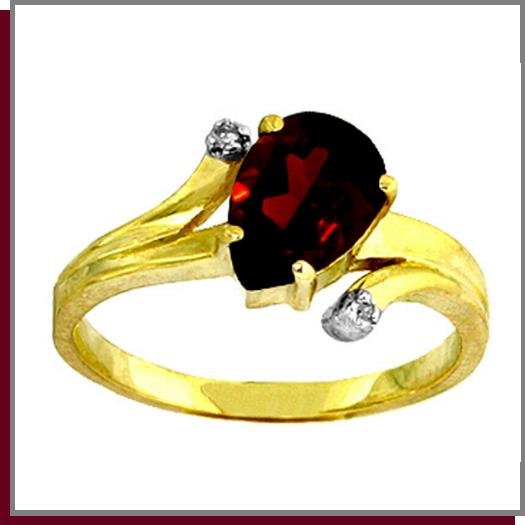 14K Solid Gold 1.50 CT Pear Garnet & Diamond Ring SZ 5 - 9