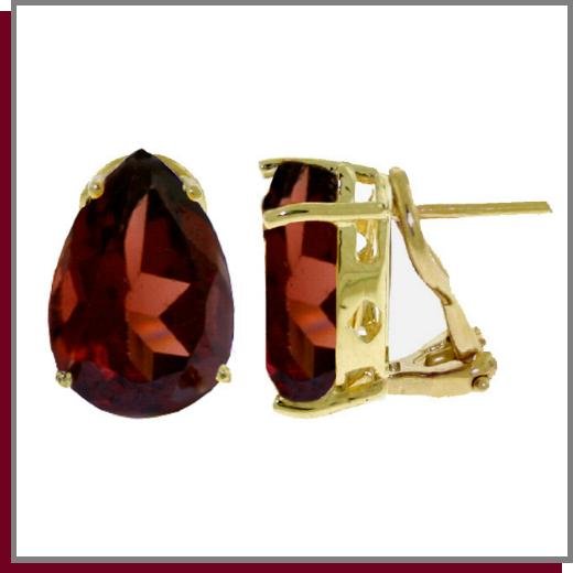 14K Solid Gold 10.0 CT Pear Natural Garnet Earrings