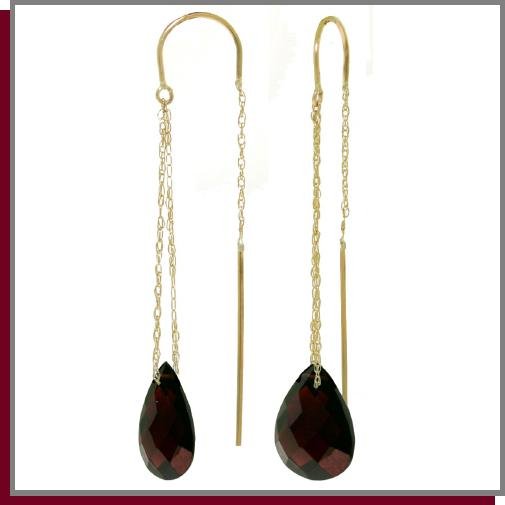 14K Gold Threaded Dangle Earrings 6.0 CT Garnets