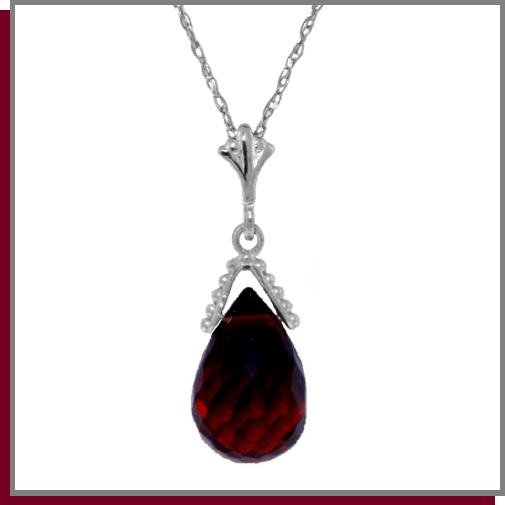 2.25 CT Briolette Garnet Sterling Silver Necklace 18"