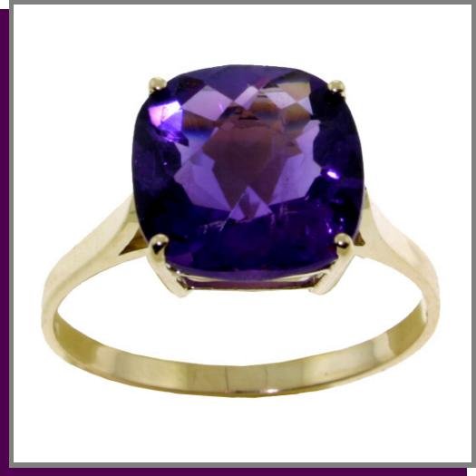 14K Solid Gold 3.6 CT Natural Amethyst Ring SZ 5-9