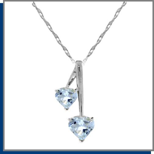 1.40 CT Aquamarine Heart Sterling Silver Necklace 18"