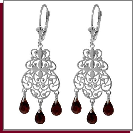 3.75 CT Garnet Sterling Silver Chandelier Earrings