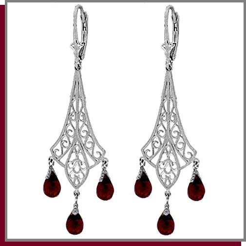 3.75 CT Garnet Sterling Silver Chandelier Earrings