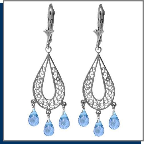 3.75 CT Blue Topaz Sterling Silver Chandelier Earrings