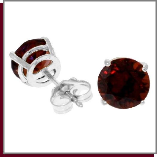 3.10 CT Round Garnet Sterling Silver Stud Earrings