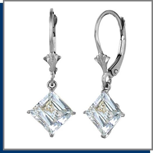 3.20 CT Aquamarine Sterling Silver Drop Earrings