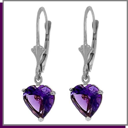 3.25 CT Heart Amethyst Sterling Silver Dangle Earrings
