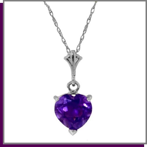 1.15 CT Amethyst Heart Sterling Silver Necklace 18"