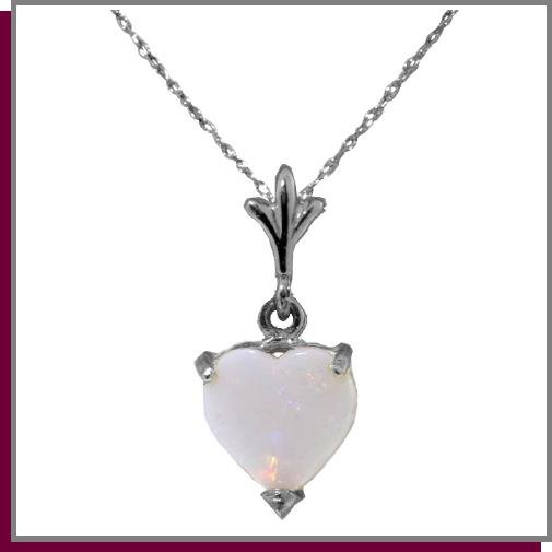 .70 CT Opal Heart Sterling Silver Necklace 18"