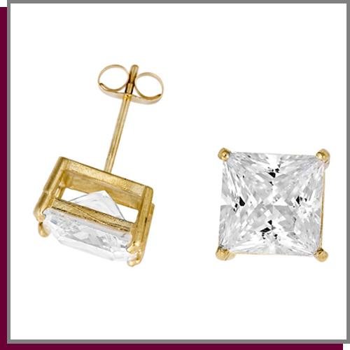 14K Gold 4.0 CT Simulated Diamond Stud Earrings