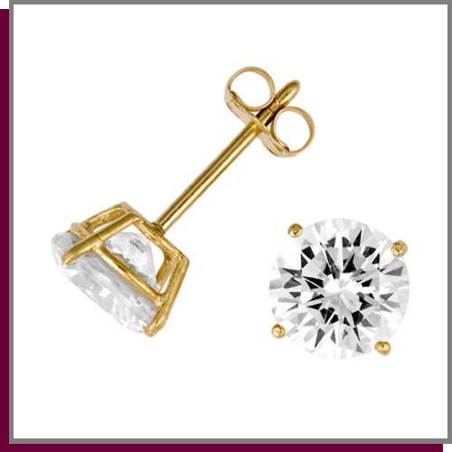 14K Gold 4.5 CT Round Simulated Diamond Stud Earrings