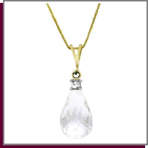 14K Yellow Gold 2.25 CT White Topaz Diamond Necklace