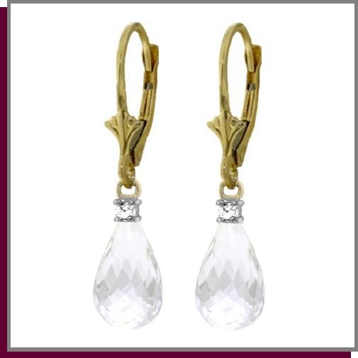 14K Yellow Gold 4.50 CT White Topaz Diamond Earrings
