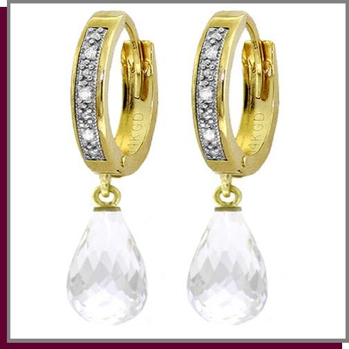 14K Yellow Gold 4.50 CT White Topaz Diamond Earrings