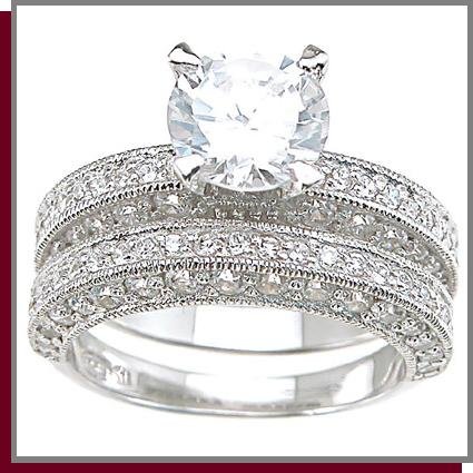 2.0 CT Brilliant Cut Sterling Silver Wedding Rings