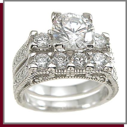 1.5 CT Brilliant Cut Sterling Silver Wedding Rings