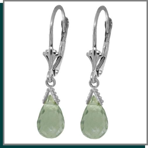 4.50 CT Green Amethyst Sterling Silver Dangle Earrings