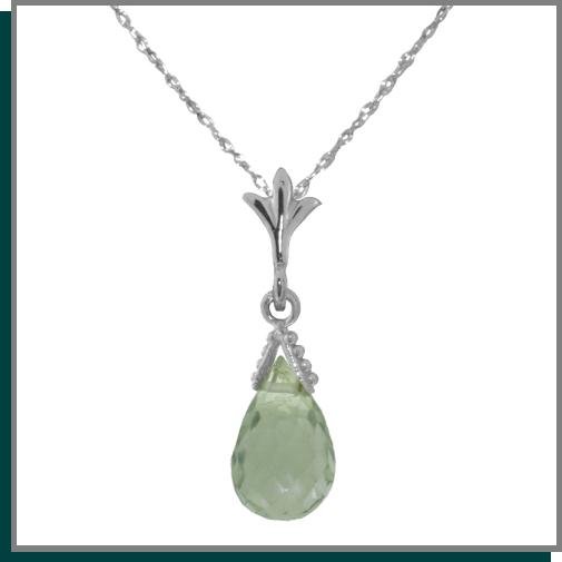 2.25 CT Green Amethyst Sterling Silver Necklace
