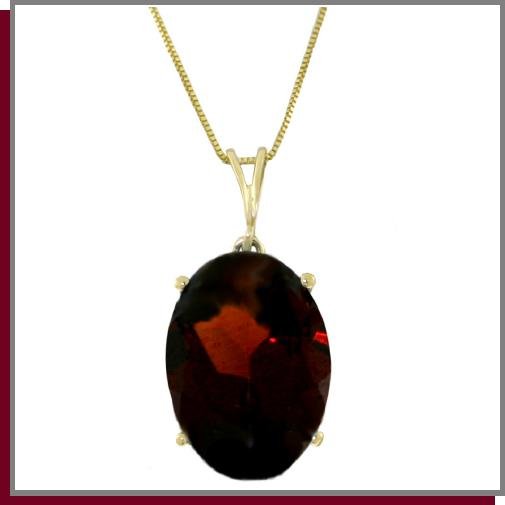14K Yellow Gold 6.0 CT Genuine Oval Garnet Necklace 18"