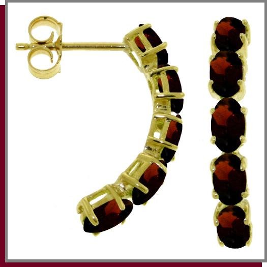 14K Yellow Gold 2.50 CT Genuine Oval Garnet Earrings