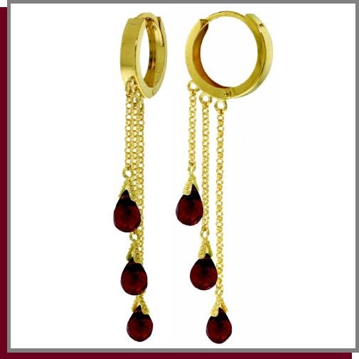 14K Yellow Gold 4.8 CT Briolette Garnet Dangle Earrings