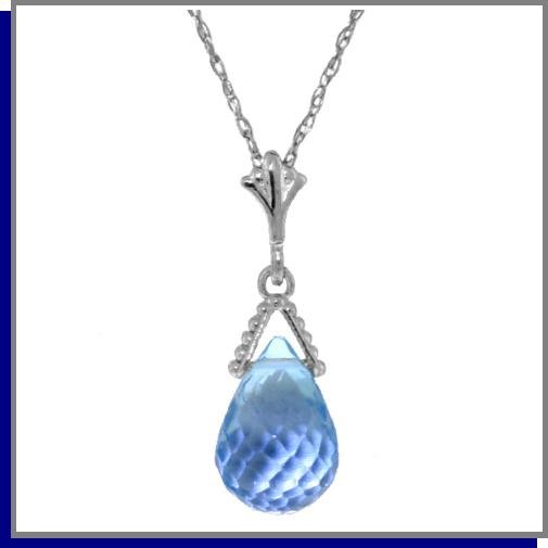 2.25 CT Briolette Blue Topaz Sterling Silver Necklace