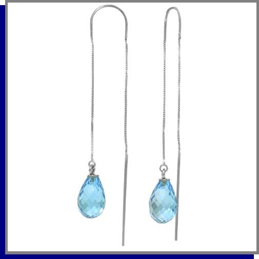 4.50 CT Blue Topaz Sterling Silver Threaded Earrings
