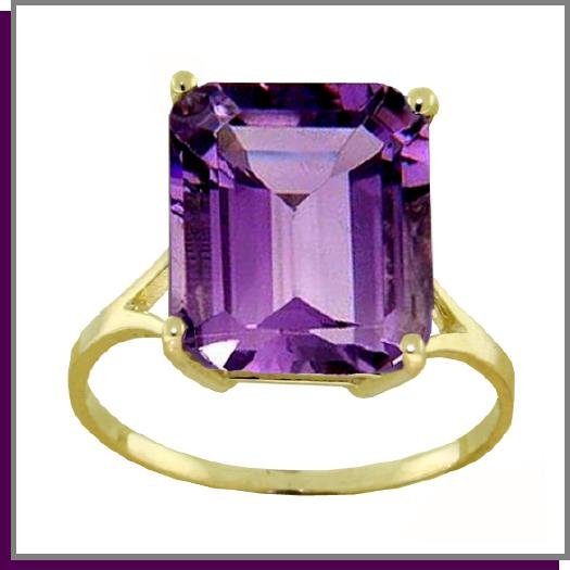 14K Solid Gold 6.5 CT Natural Amethyst Ring SZ 5 - 9