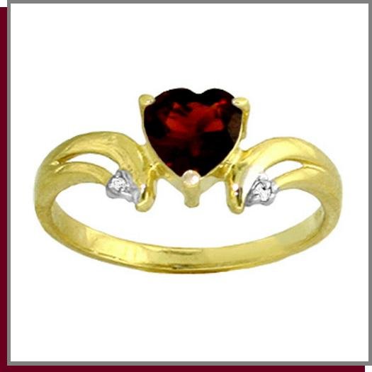 14K Gold 1.25 CT Heart Garnet & Diamond Ring SZ 5 - 9