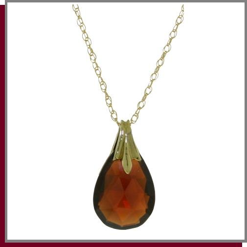 14K Solid Gold 3.0 CT Briolette Garnet Necklace 18"