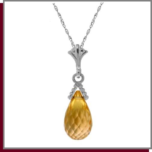 2.25 CT Briolette Citrine Sterling Silver Necklace