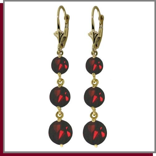 14K Yellow Gold 7.20 CT Genuine Garnet Dangle Earrings