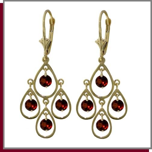 14K Yellow Gold 2.40 CT Gen Garnet Chandelier Earrings