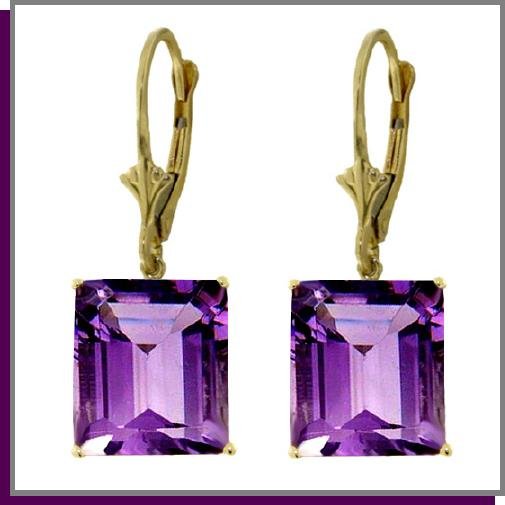 14K Yellow Gold 13.00 CT Amethyst Dangle Earrings