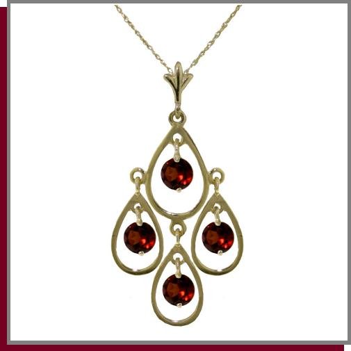 14K Yellow Gold 1.20 CT Genuine Garnet Necklace 18"