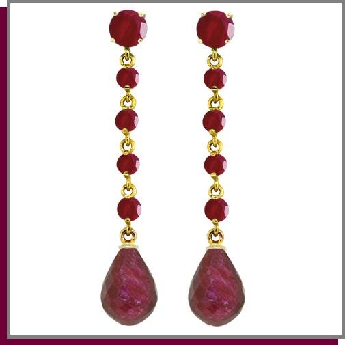 14K Yellow Gold 31.60 CT Genuine Ruby Dangle Earrings